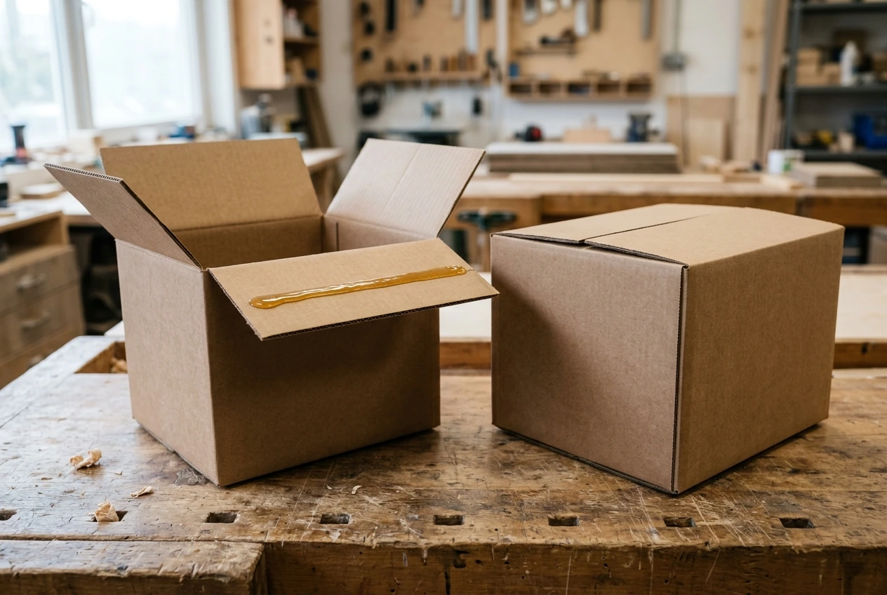 Open and closed cartons showing flap contact